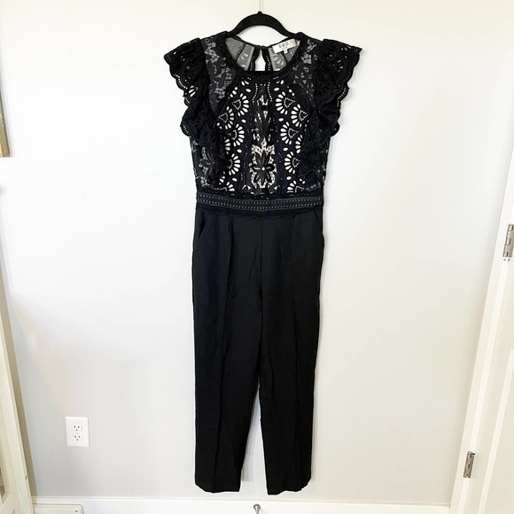 Sea New York Winnie lace black jumpsuit women’s size 4 - Picture 1 of 13